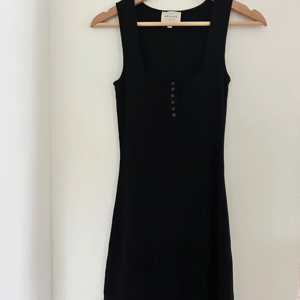 Sezane Henley Tank Mini Dress Black - Picture 2 of 5